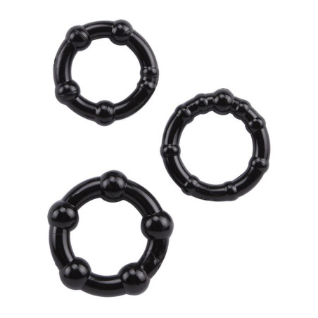 Pack 3 cockring noir avec billes - COR005BLK