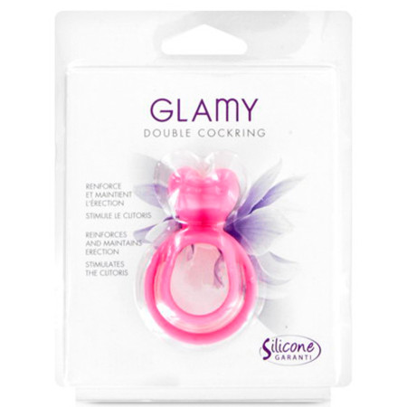 Double cockring rose avec stimulateur de clitoris - CC5710050050