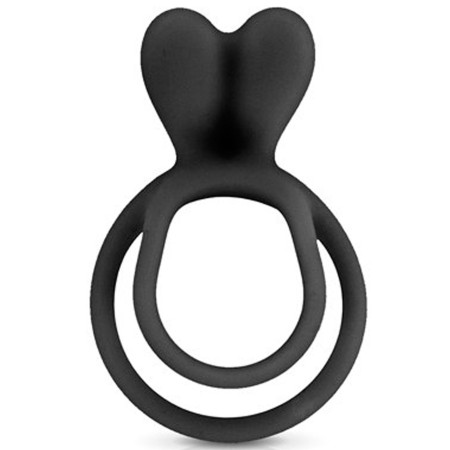 Double cockring noir avec stimulateur de clitoris - CC5710050010