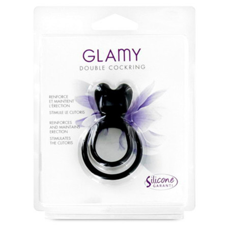 Double cockring noir avec stimulateur de clitoris - CC5710050010