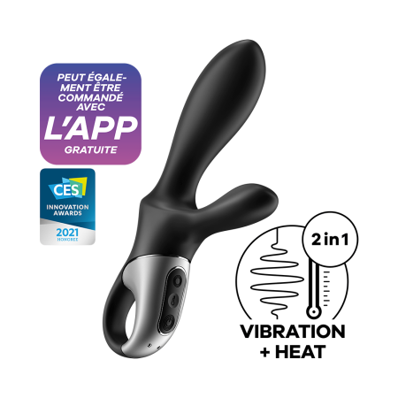 Vibromasseur rabbit noir USB, chauffant et connecté Heat Climax  Satisfyer - CC597791