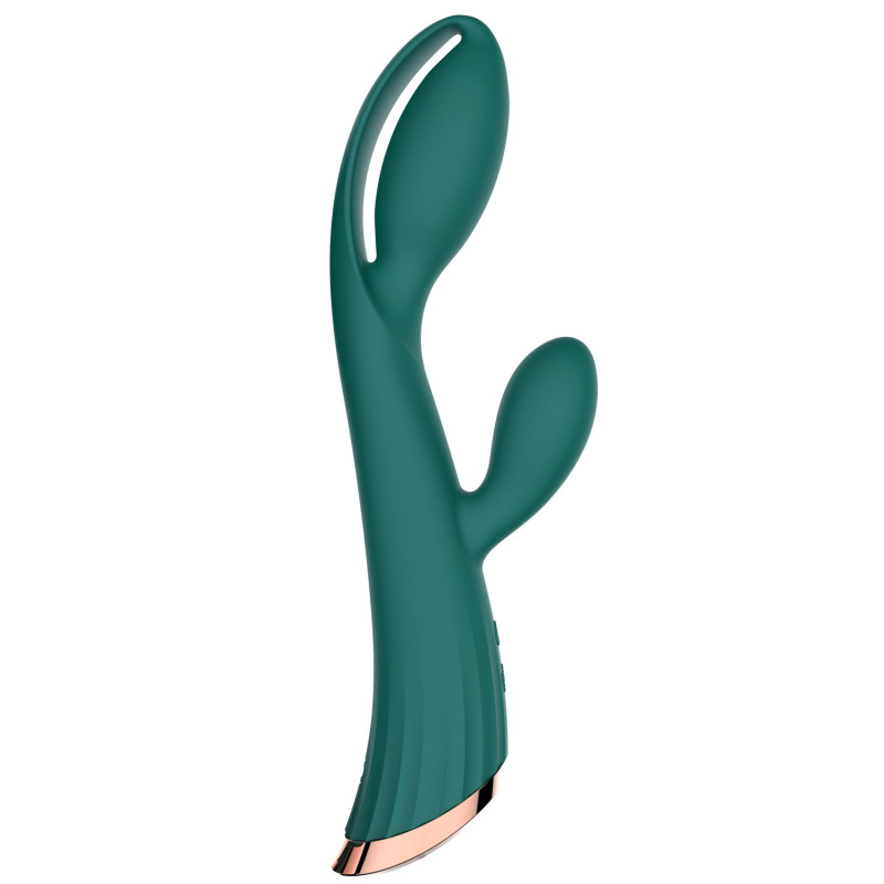 Vibromasseur vert avec stimulateur de clitoris LRIS USB - LRISGREEN