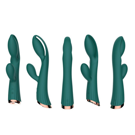 Vibromasseur vert avec stimulateur de clitoris LRIS USB - LRISGREEN