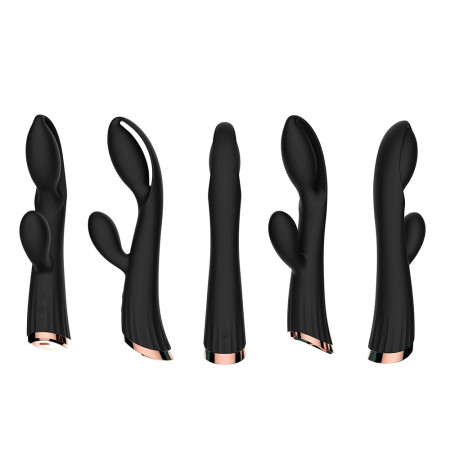 Vibromasseur noir avec stimulateur de clitoris LRIS USB - LRISBLACK