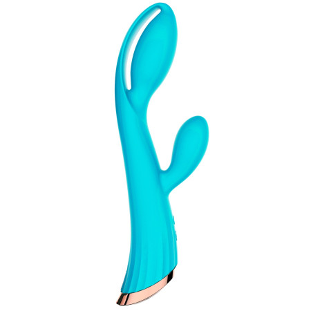 Vibromasseur bleu avec stimulateur de clitoris LRIS USB - LRISBLUE