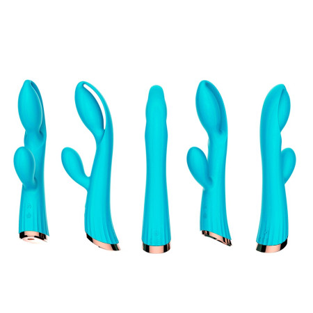 Vibromasseur bleu avec stimulateur de clitoris LRIS USB - LRISBLUE