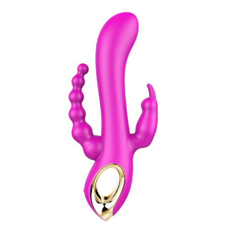 Vibromasseur Rabbit  rose  avec chapelet vibrant - TOZ-024PNK