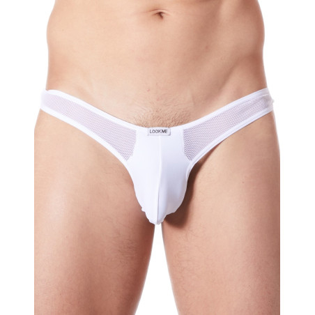 String blanc sexy avec fine résille - LM805-57WHT