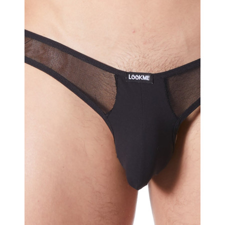 String noir sexy avec fine résille - LM805-57BLK