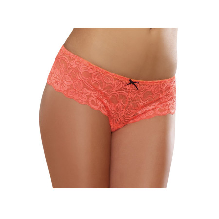 Shorty ouvert orange corail court en dentelle - DG7177COR