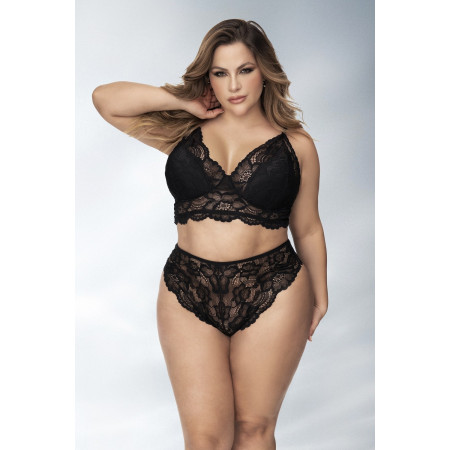 Lingerie grande taille, soutien-gorge et culotte en fibres recyclées - MAL8796XBLK