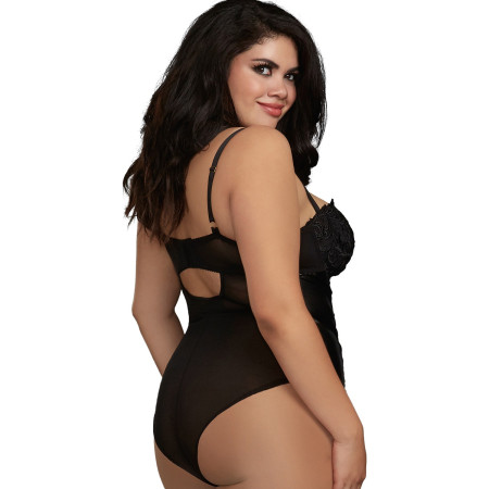 Body string grande taille noir en dentelle - DG11869XBLK