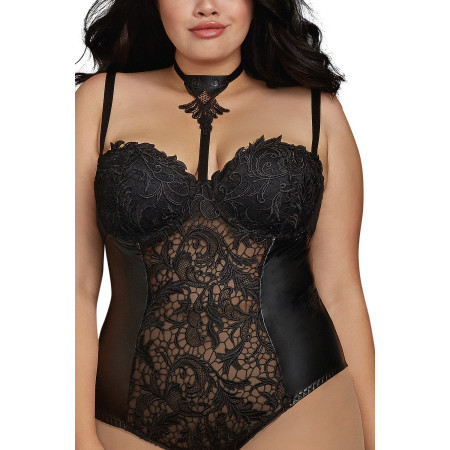 Body string grande taille noir en dentelle - DG11869XBLK