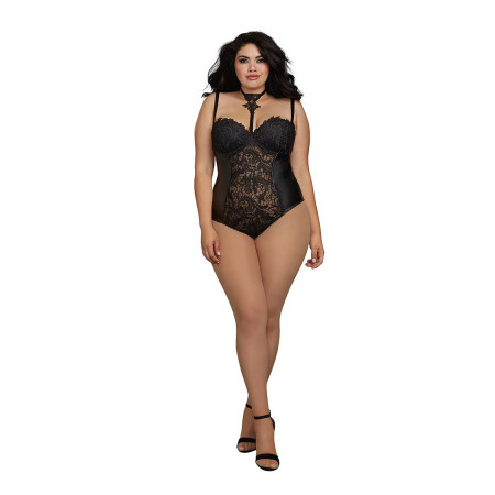 Body string grande taille noir en dentelle - DG11869XBLK