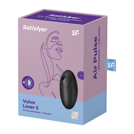 Stimulateur clitoridien par air pulsé et vibration noir USB Vulva Lover 3 Satisfyer - CC597827