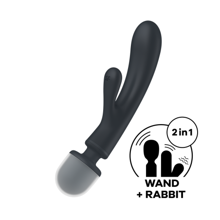 2 en 1 Vibromasseur rabbit et wand noir USB Triple Lover Satisfyer - CC597825