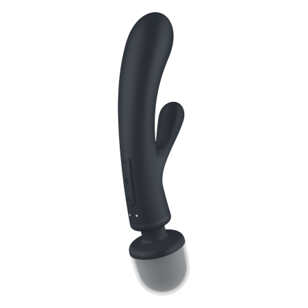 2 en 1 Vibromasseur rabbit et wand noir USB Triple Lover Satisfyer - CC597825