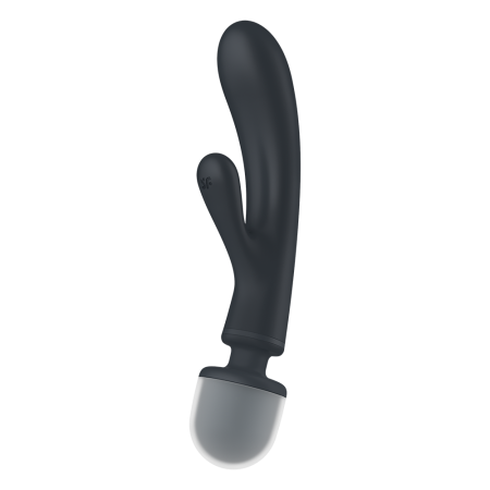 2 en 1 Vibromasseur rabbit et wand noir USB Triple Lover Satisfyer - CC597825