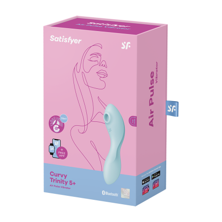 Vibromasseur connecté 3 en 1 Bleu USB Curvy Trinity 5 - CC597823